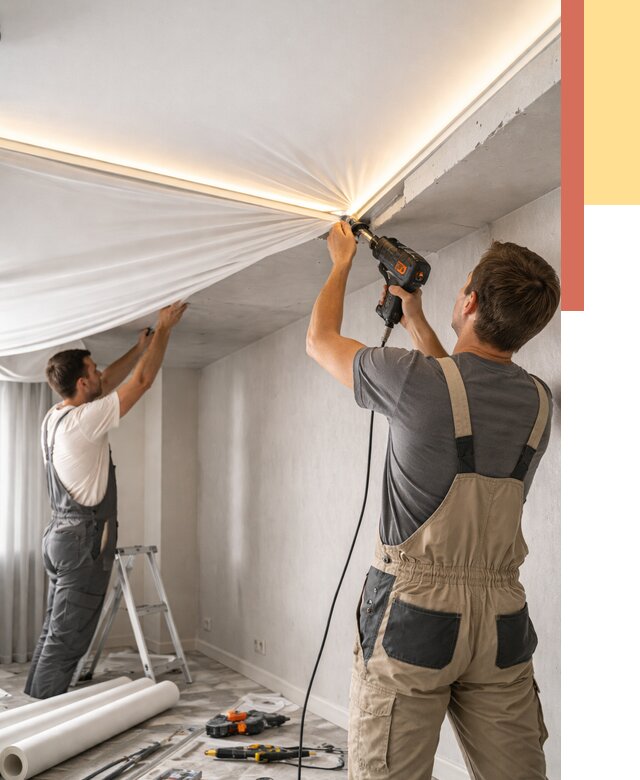 Монтаж натяжного потолка с подсветкой в Александрове от 1018 руб. | ОТДЕЛОЧНИК-Лкн