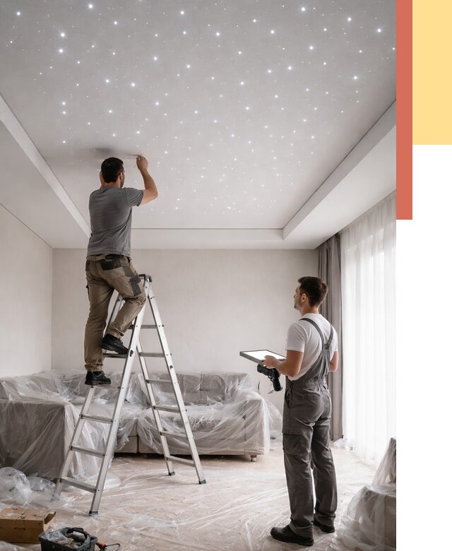 Монтаж натяжного потолка «звездное небо» в Александрове от 6962 руб. | ОТДЕЛОЧНИК-Лкн