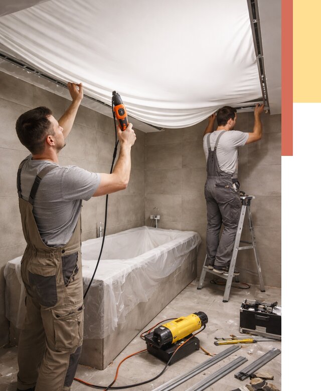 Монтаж натяжного потолка в ванной в Александрове от 1285 руб. под ключ | ОТДЕЛОЧНИК-Лкн