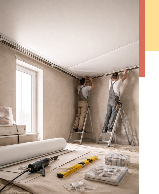 Монтаж натяжного потолка в спальне в Александрове от 4070 руб. под ключ | ОТДЕЛОЧНИК-Лкн