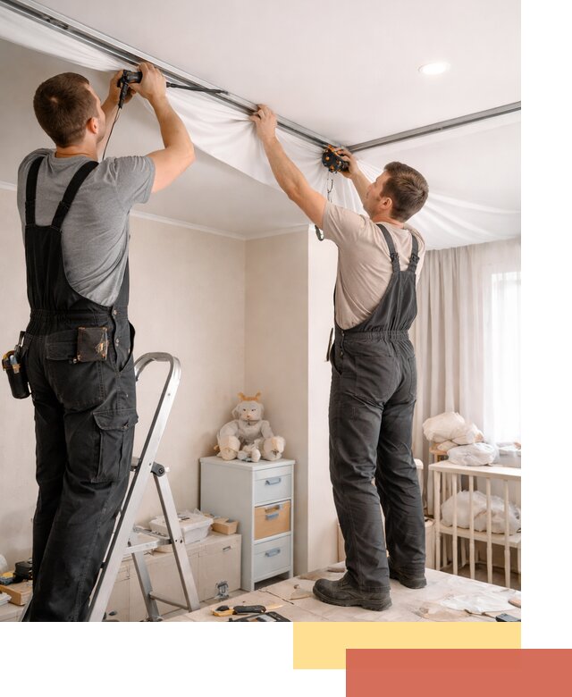 Монтаж натяжного потолка в детской комнате в Александрове