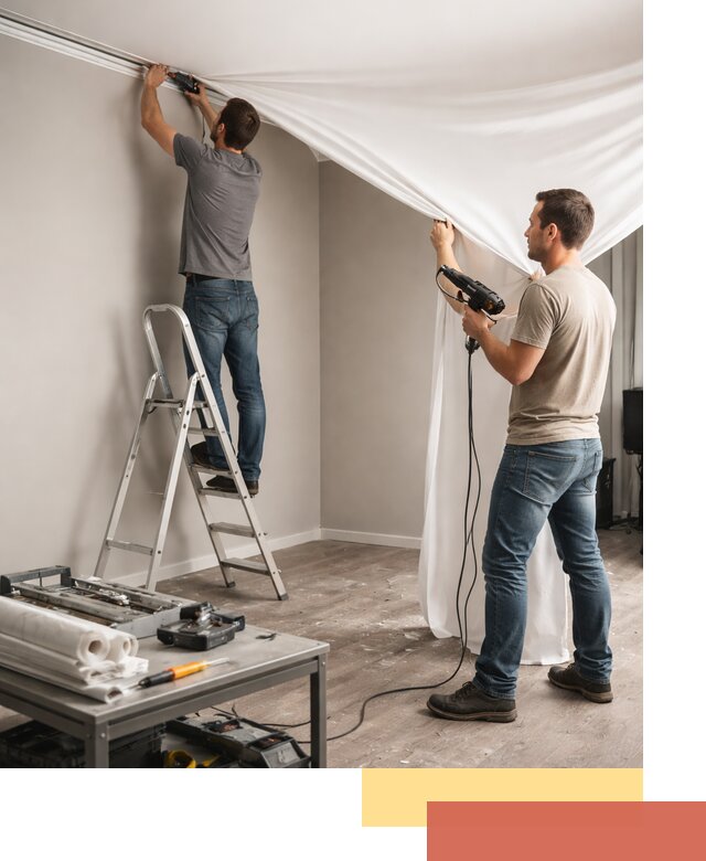 Монтаж натяжного потолка в студии в Александрове