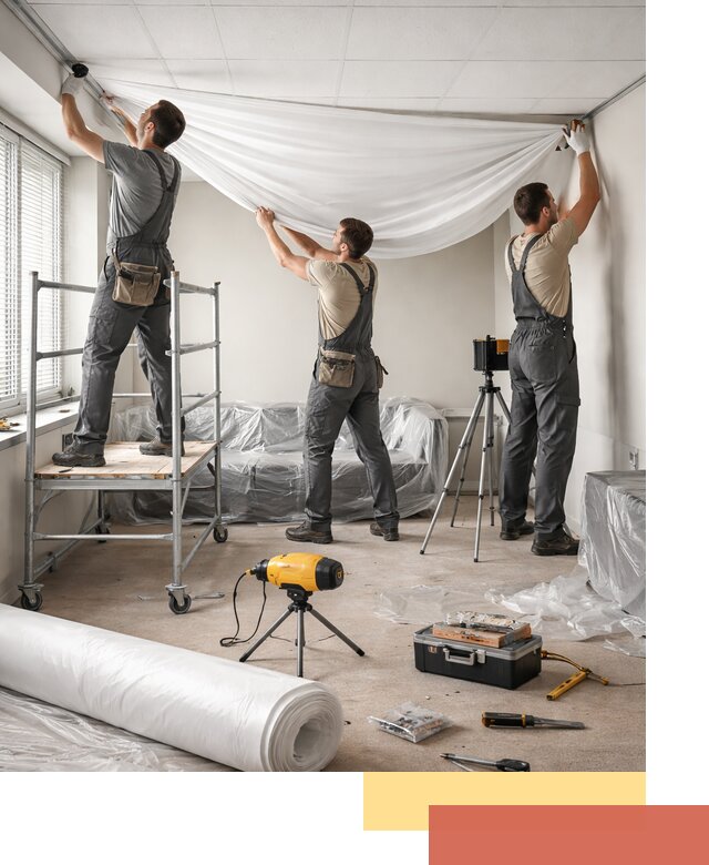 Монтаж натяжного потолка в офисе в Александрове