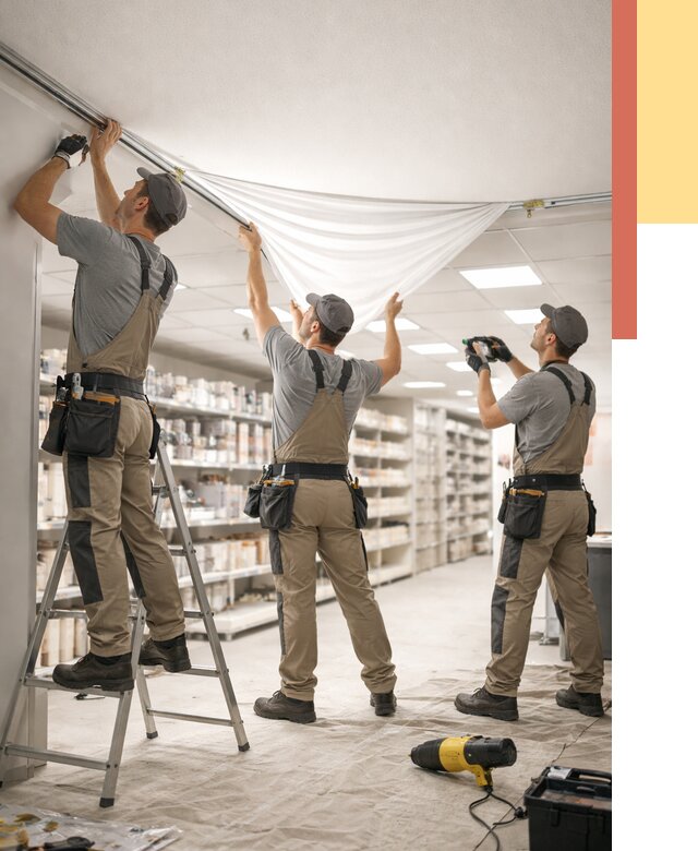 Монтаж натяжного потолка в магазине в Александрове от 4820 руб. быстро и недорого | ОТДЕЛОЧНИК-Лкн
