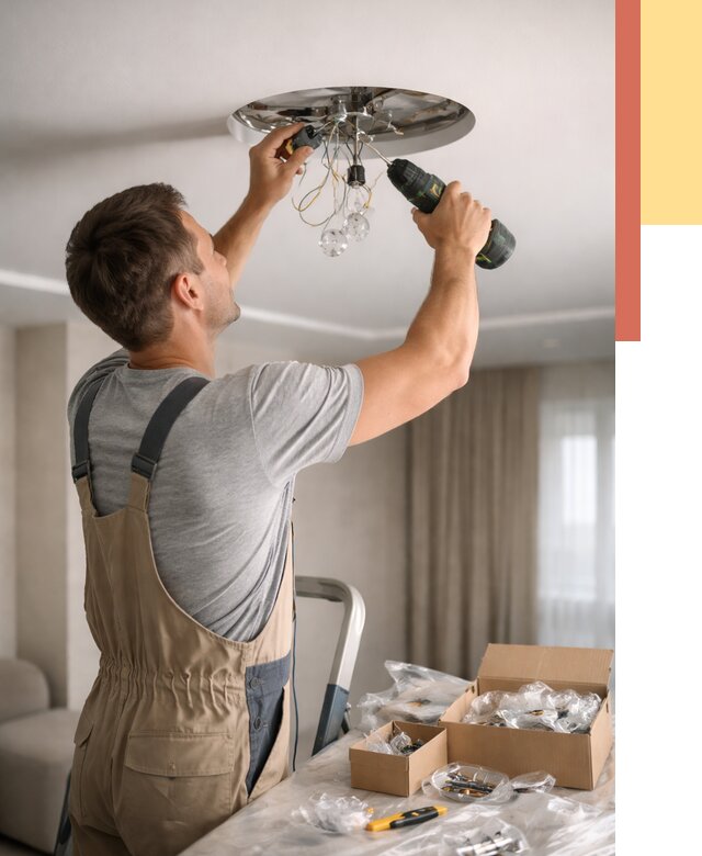 Установка люстры в натяжной потолок в Александрове от 1285 руб. | Быстро и недорого — ОТДЕЛОЧНИК-Лкн