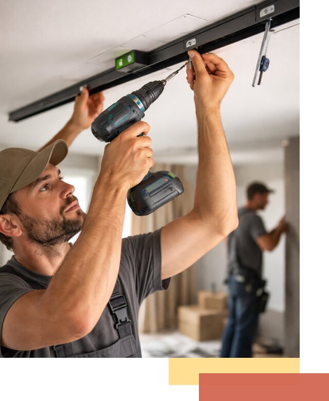 Установка трековых светильников в натяжной потолок в Александрове