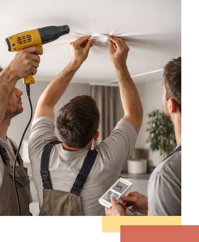 Ремонт прокола полотна натяжного потолка в Александрове