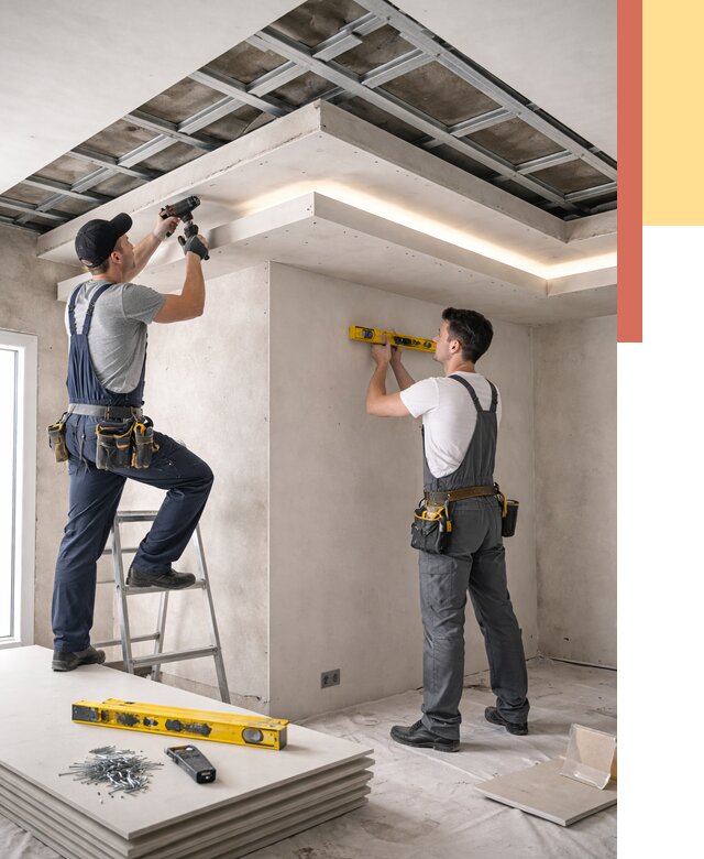 Двухуровневый потолок из гипсокартона в Александрове от 1553 руб. под ключ | ОТДЕЛОЧНИК-Лкн