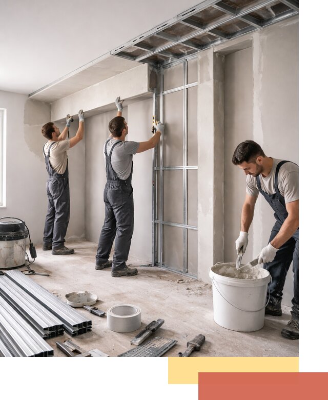 Монтаж потолка из гипсокартона с нишей в Александрове