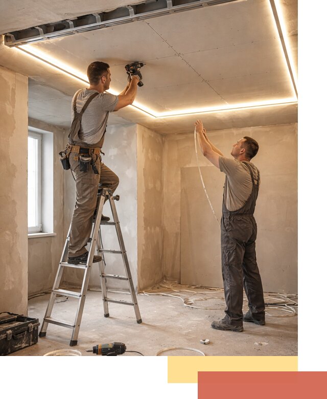 Потолок из гипсокартона с подсветкой в Александрове