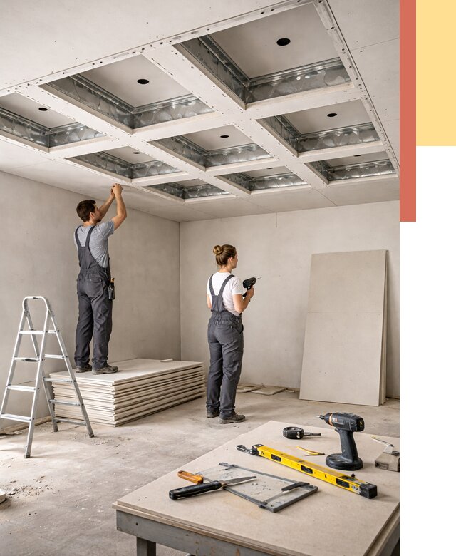 Кессонный потолок из гипсокартона в Александрове от 1982 руб. — монтаж и под ключ | ОТДЕЛОЧНИК-Лкн