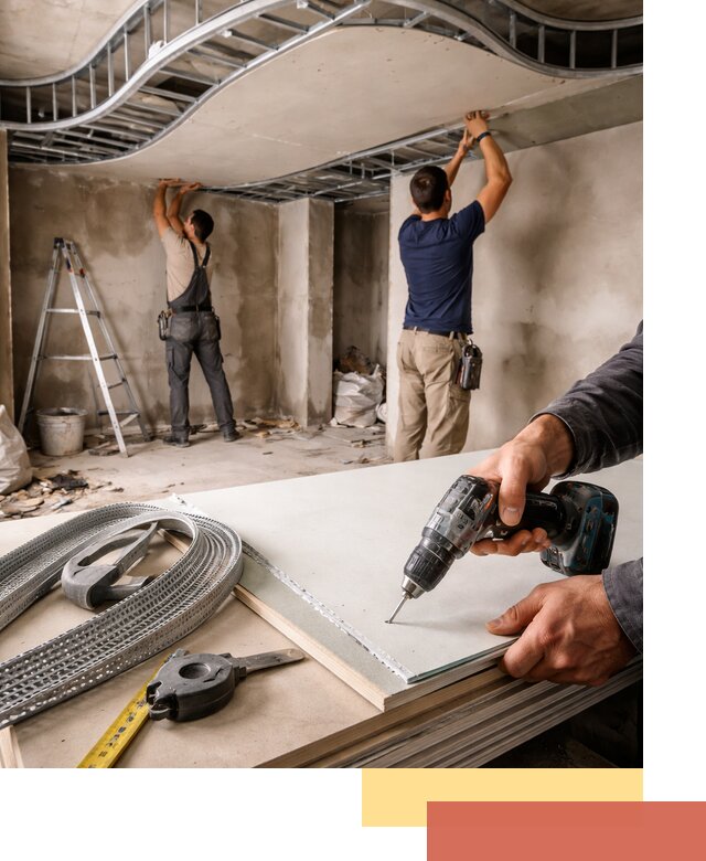 Криволинейный потолок из гипсокартона в Александрове — монтаж и отделка