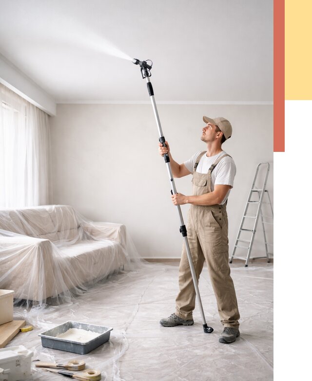 Покраска потолка краскопультом в Александрове от 4820 руб. быстро и недорого | ОТДЕЛОЧНИК-Лкн