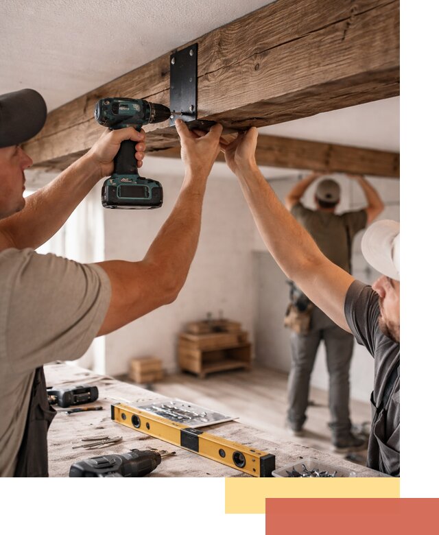 Монтаж декоративных потолочных балок в Александрове